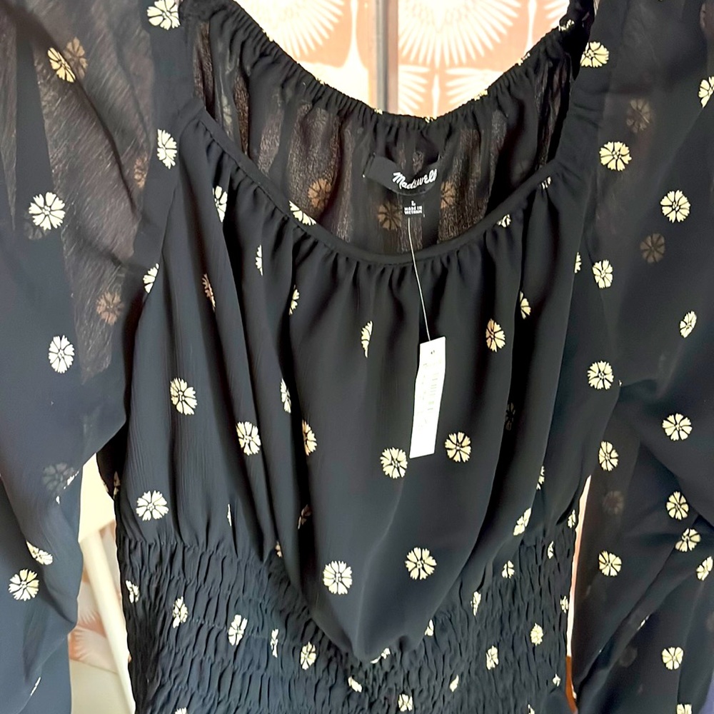 NWT Madewell Bloom dot georgette blouse L